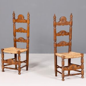 2x Wunderschöne Spanische Stühle Stuhl Set Rattan Rustikale Stühle Küchenstühle
