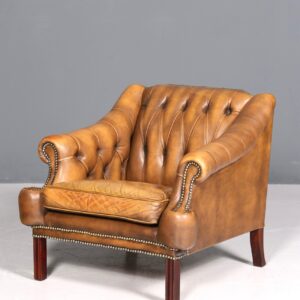 Wunderschöner seltener Chesterfield Sessel Englische Leder Armlehnsessel Herrensessel 2 von 2